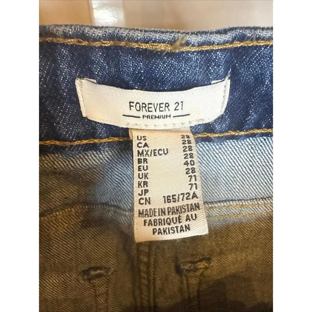 Forever 21 Jeans Daisy Embroidered Bell Bottom Retro Denim Size 28 - Nwt Wmns - Picture 3 of 3
